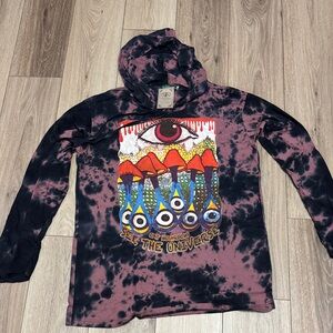Kathmandu NWT XL Tie-Dye MAUVE BLACK Long Sleeve Tee Eye and Mushroom Design